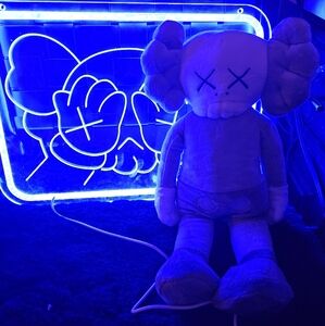 Set Of 2 KAWS Cawopa BFF Companion Brown Plush - like new And  Night Led